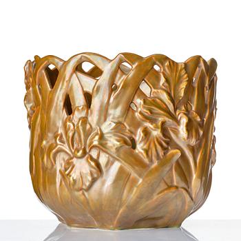 Gunnar G:son Wennerberg, an Art Nouveau, creamware jardinière for Gustavsberg, Sweden, 1905.