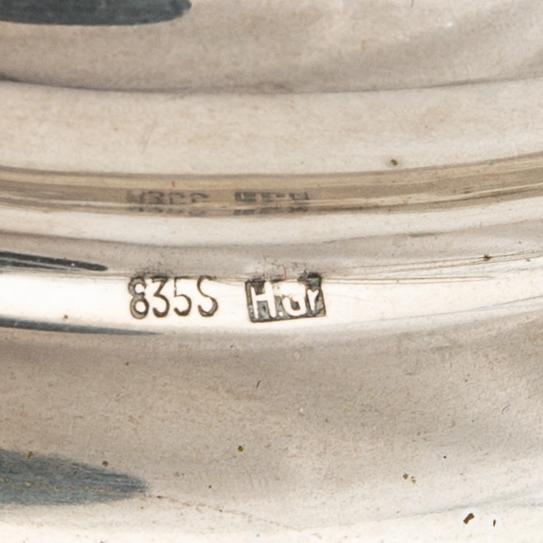 Candelsticks, a pair, silver, probably Hugo Grün, Denmark, 20th century.