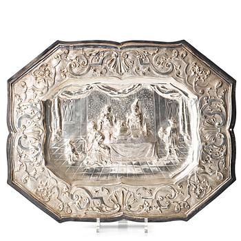 149. A Swedish silvered brass dish, 18th century.