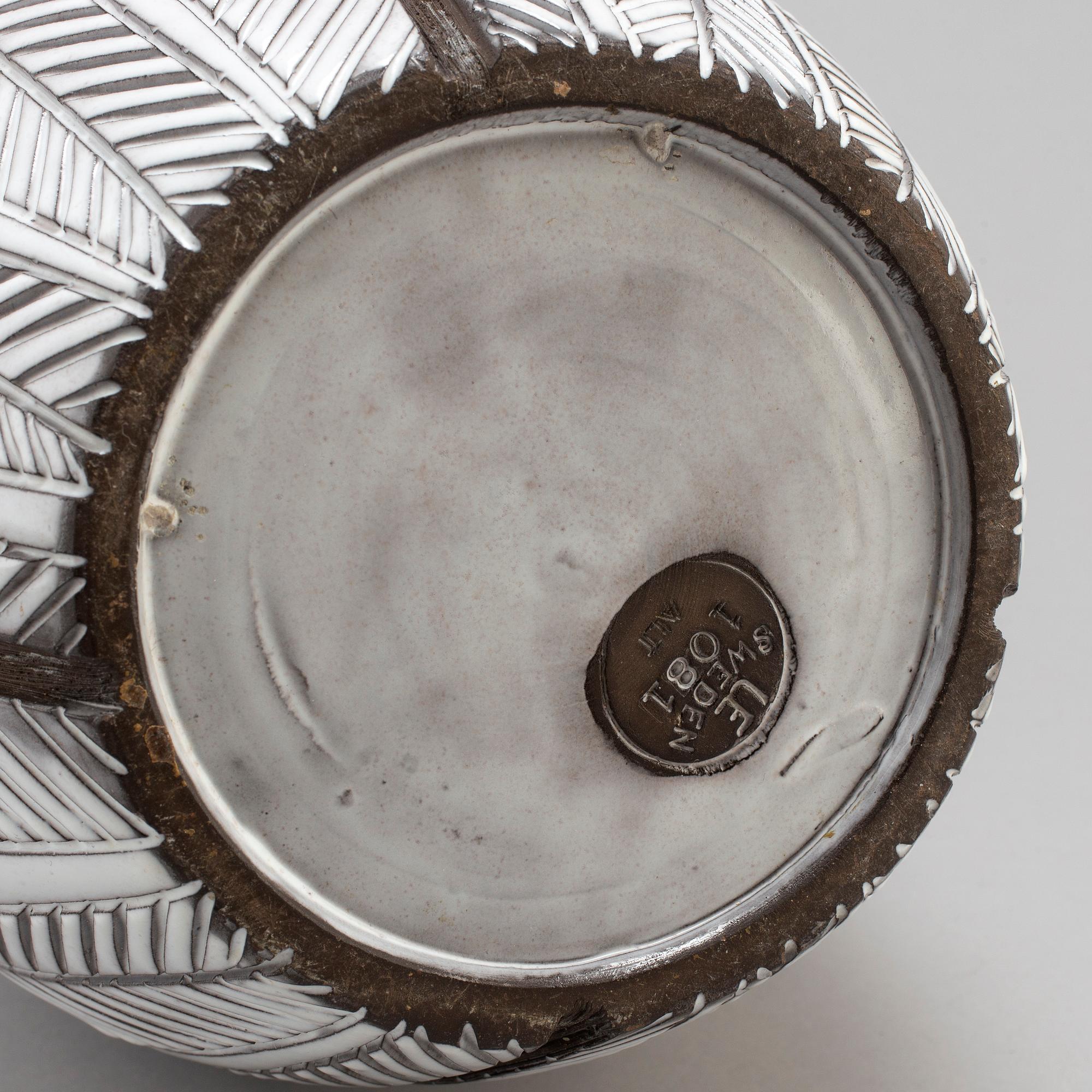 ANNA-LISA THOMSON, vas, lergods, "Paprika", Uppsala Ekeby, 1900-talets andra hälft.