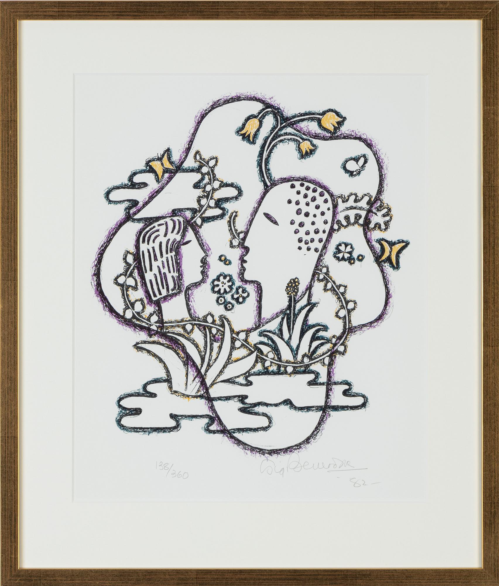 Sigvard Bernadotte, färglitografi, 1982, signerad 138/360.