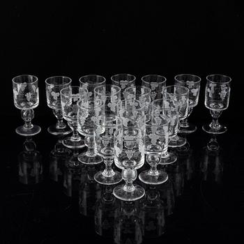 A 'Swedish Old' glass service, Reijmyre, second half of the 20th century (29 pieces).