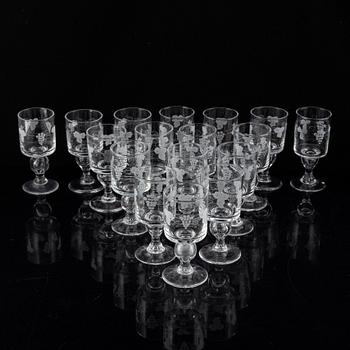 A 'Swedish Old' glass service, Reijmyre, second half of the 20th century (29 pieces).