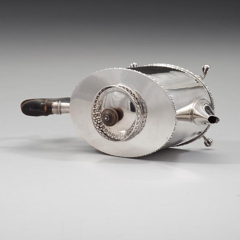 Pehr Zethelius, tekanna, silver, Stockholm 1800, sengustaviansk.