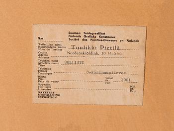 TUULIKKI PIETILÄ, träsnitt, signerad, daterad 1961 och numrerad I 45 II 7/54.