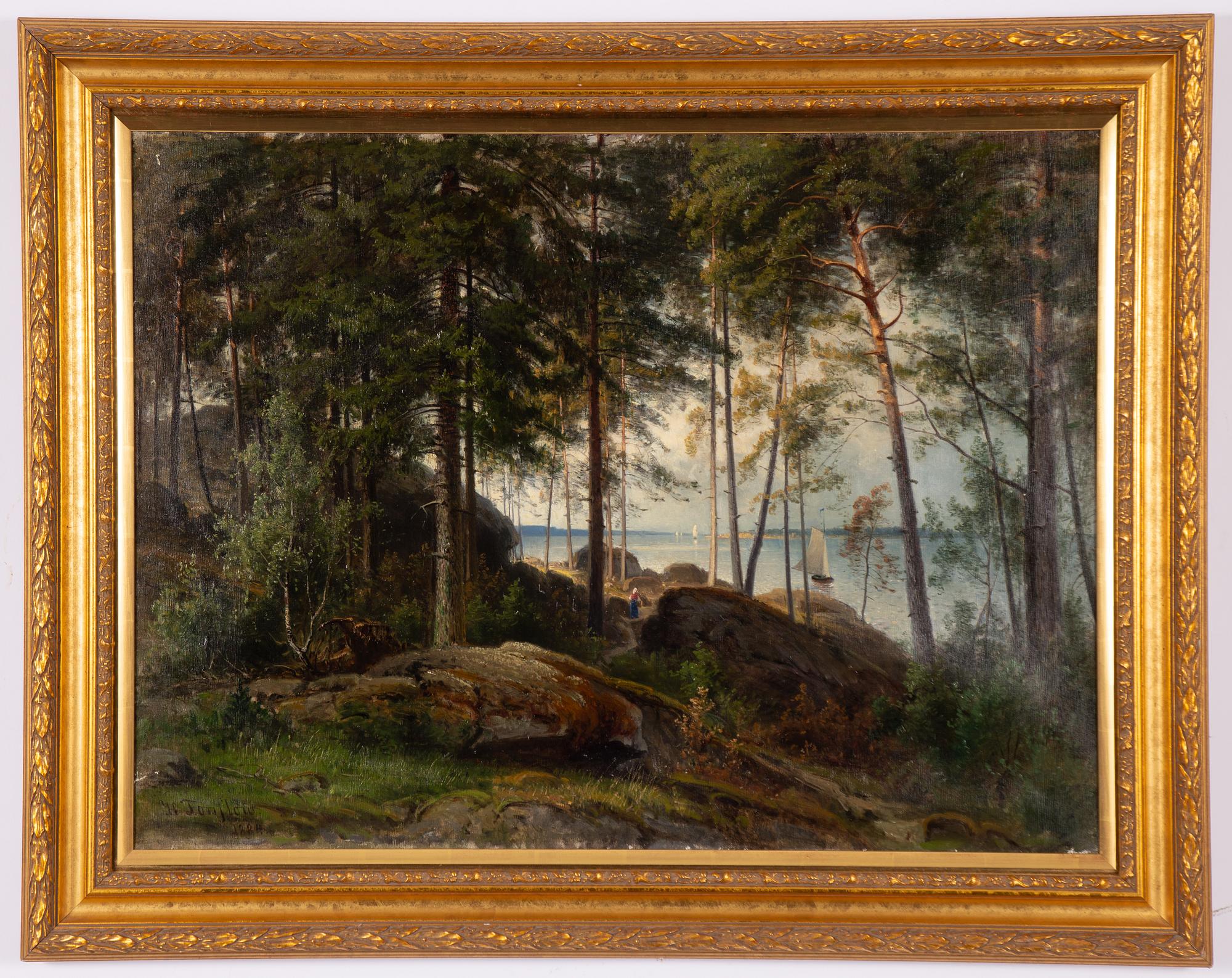 Harald Torsslow. Inland landscape with a wandering figure.