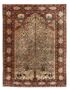 1216. SEMI-ANTIQUE KASHAN/SAROUK FIGURAL, possibly Qazwin or India (Rajastan). 297,5 x 231 cm.