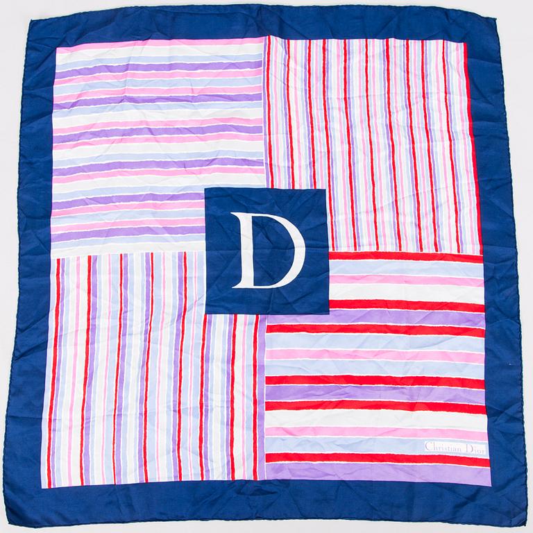 CHRISTIAN DIOR Two Silk Scarfs.