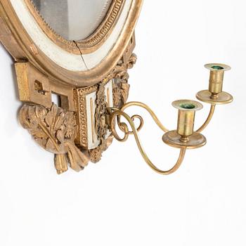 Mirror sconces, a pair, Louis XVI, Denmark, late 18th century.