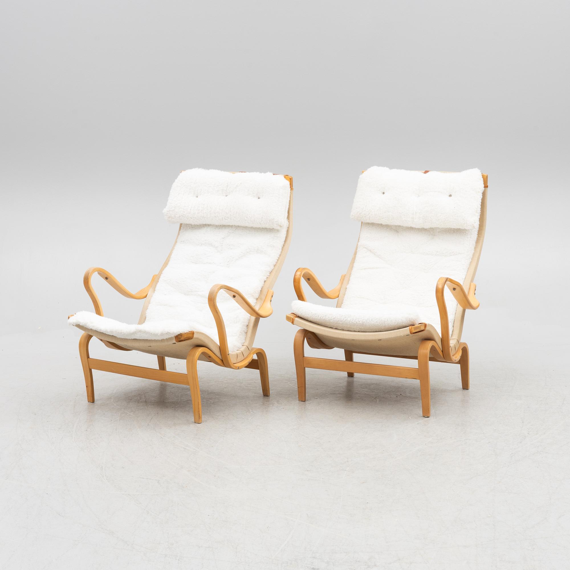 Bruno Mathsson, a pair of 'Pernilla' armchairs, DUX.