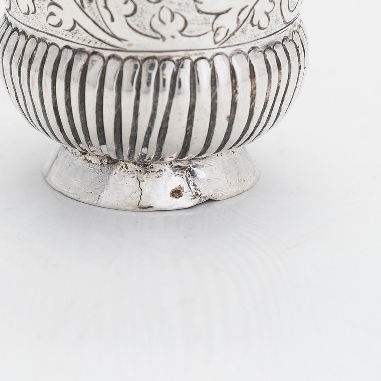 A pair of silver charka, maker's mark of Grigory Ivanov Serebrianikov, Moscow, Russia 1745.