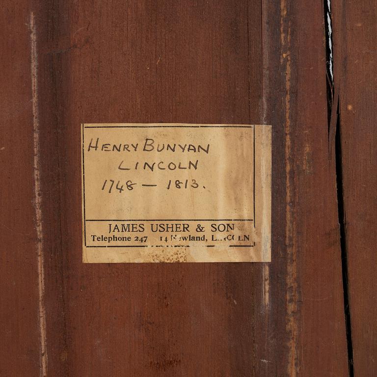 A mahognay long case clock from around the year 1800, H Bunyan Lincoln.