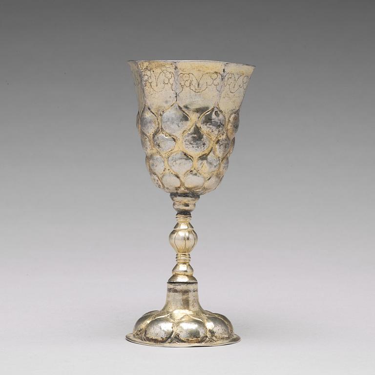 A German early 18th century silver-gilt grape-cup, mark of Carl Wilhelm Hartman, Breslau (1706-1729).