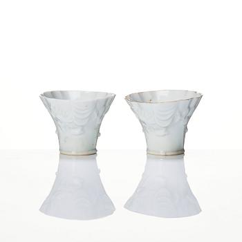 A pair of blanc de chine libation cups, Qing dynasty, 19th Century.