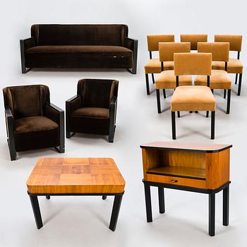 ÅKE WASASTJERNA, a 1930s 11-piece drawing room suite, 'Minister' for Asko Finland. Designed 1934.