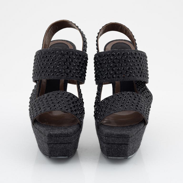 Marni, a pair of wool and rhinestone sandals, size 37.