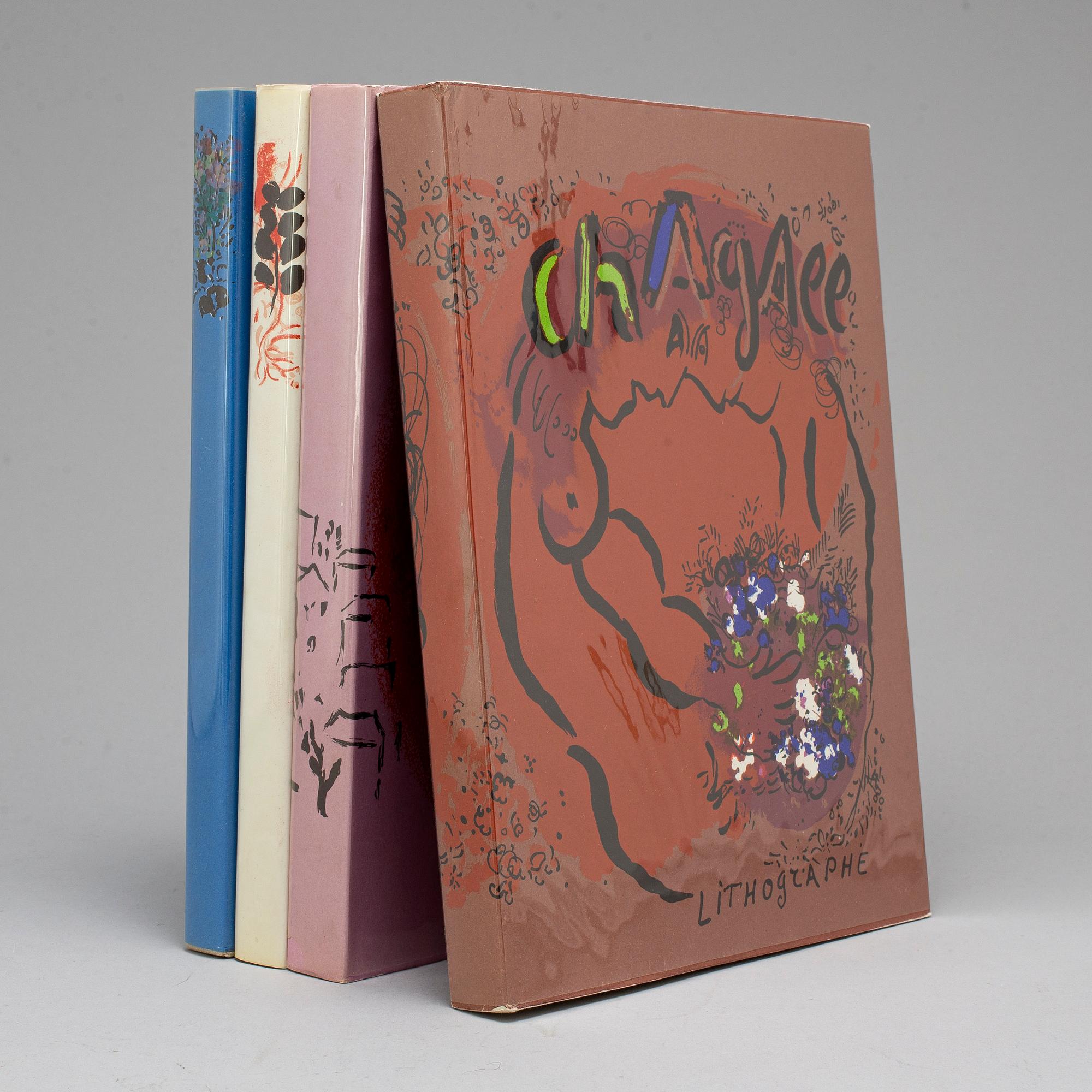 MARC CHAGALL, böcker, 4 st, "Chagall Lithograph I,II,III, IV", 1960-1974.