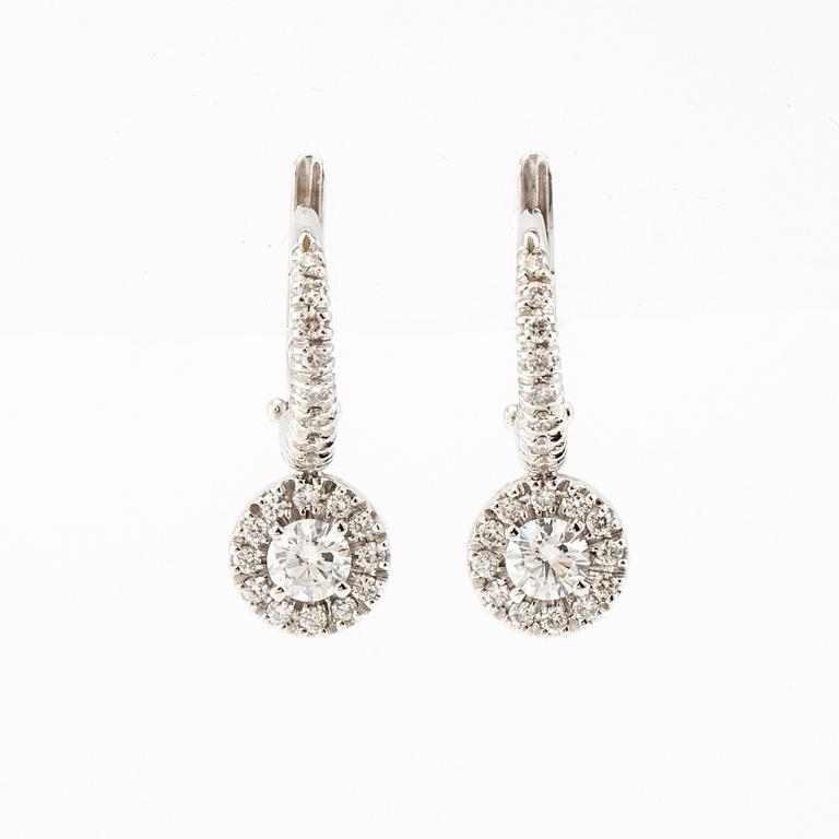 Crivelli, a pair of 18K white gold earrings with round brilliant-cut diamonds, Alessandria Italy.