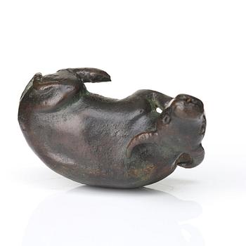 A bronze scultpure of a water buffalo, Ming dynasty (1368-1644).