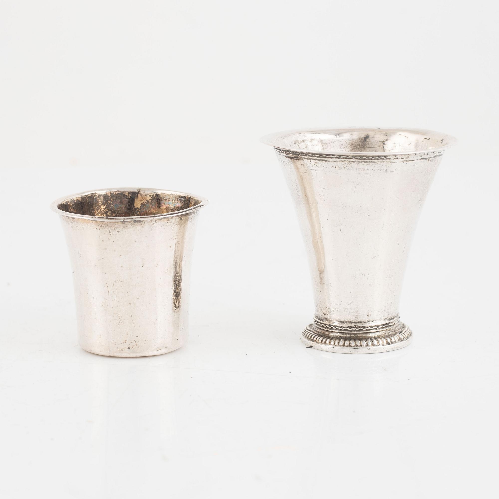 Four Swedish Silver Cups, 18-19th Century.