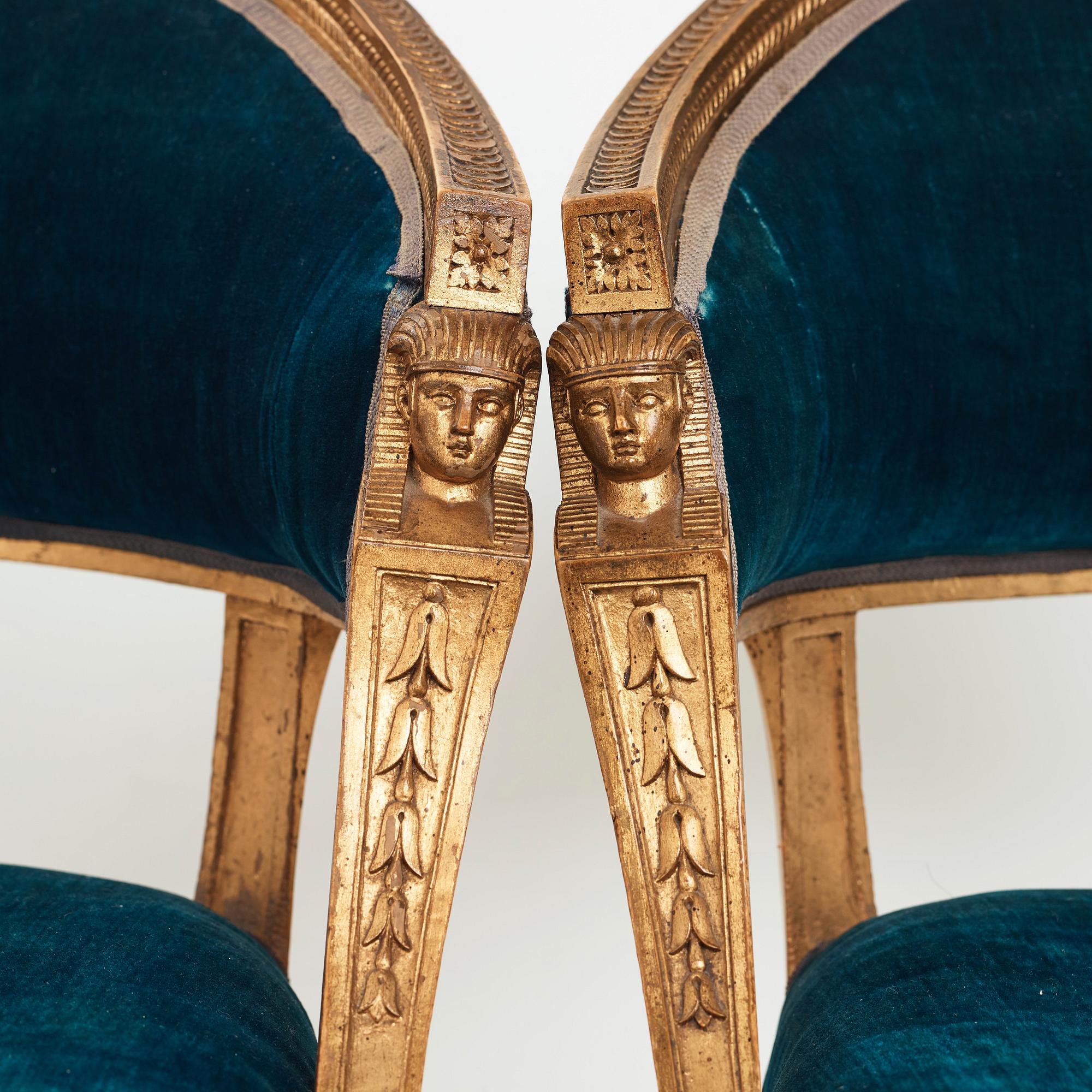 A pair of late Gustavian armchairs by Ephraim Ståhl (master in Stockholm 1794-1820).