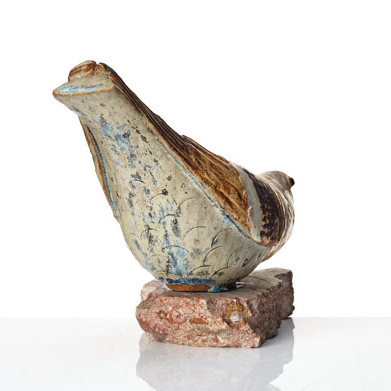 Tyra Lundgren, a glazed stoneware sculpture of a dove, Sweden mid 20th century.