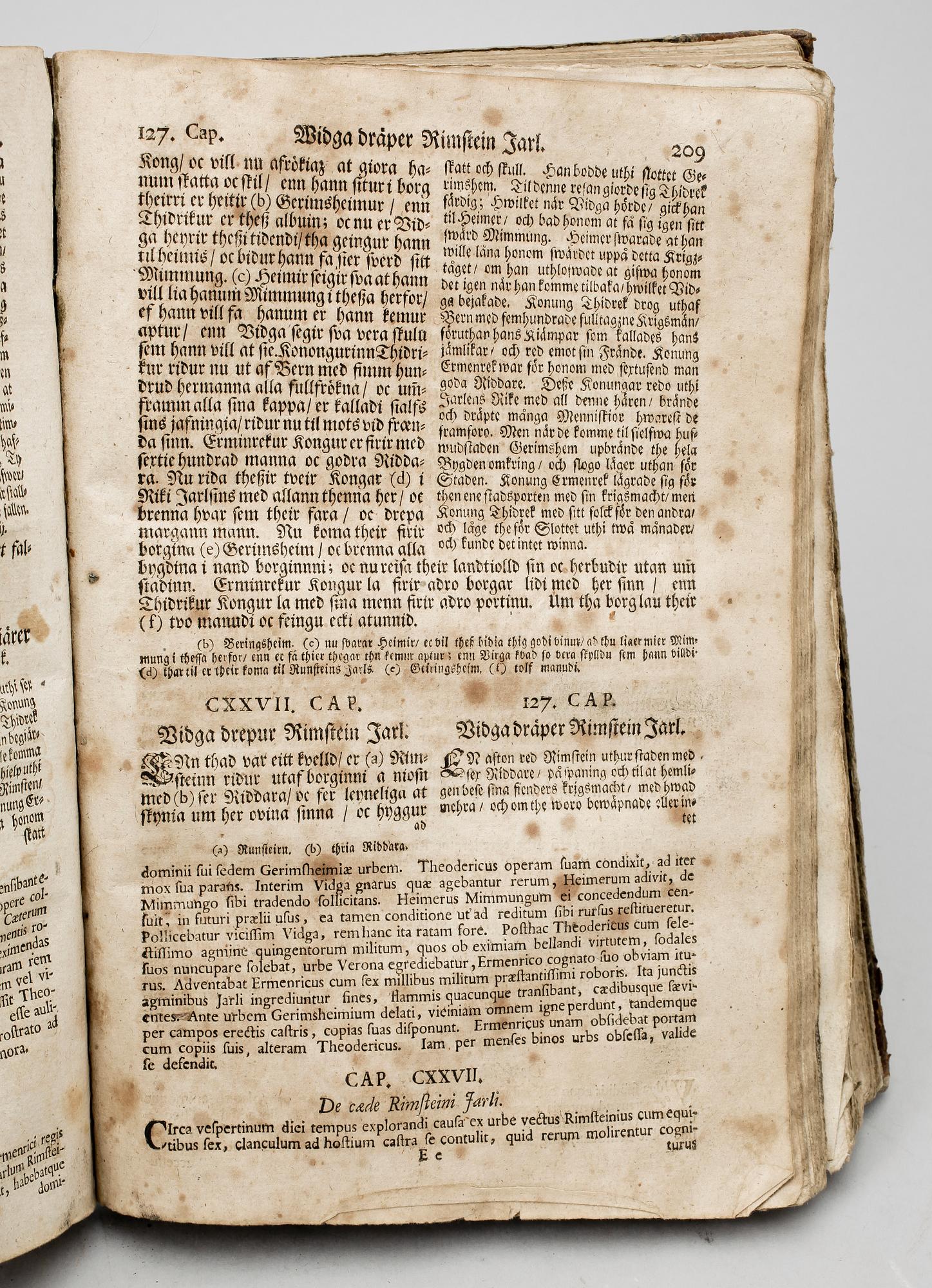 BOK, "Historia Wilkinensium, Theoderici...", av Didrik av Bern, utg Johan Peringskiöld, Stockholm 1715.