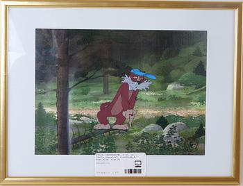 ORIGINALCEL, 4 st, ur "Pelle Svanslös", blandteknik, Team Film, sign SL.