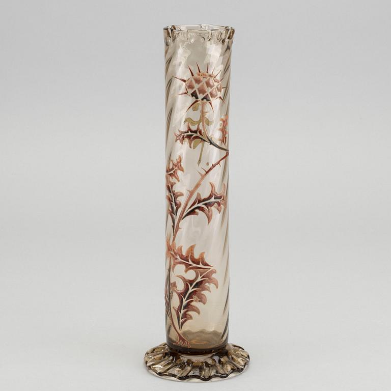 EMILE GALLÉ, an 1880/90's signed enameled glas vase.