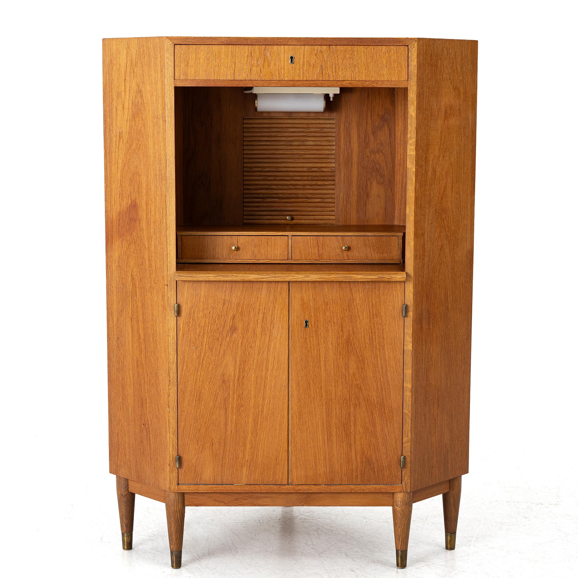 Corner cabinet/desk, mid-20th century.