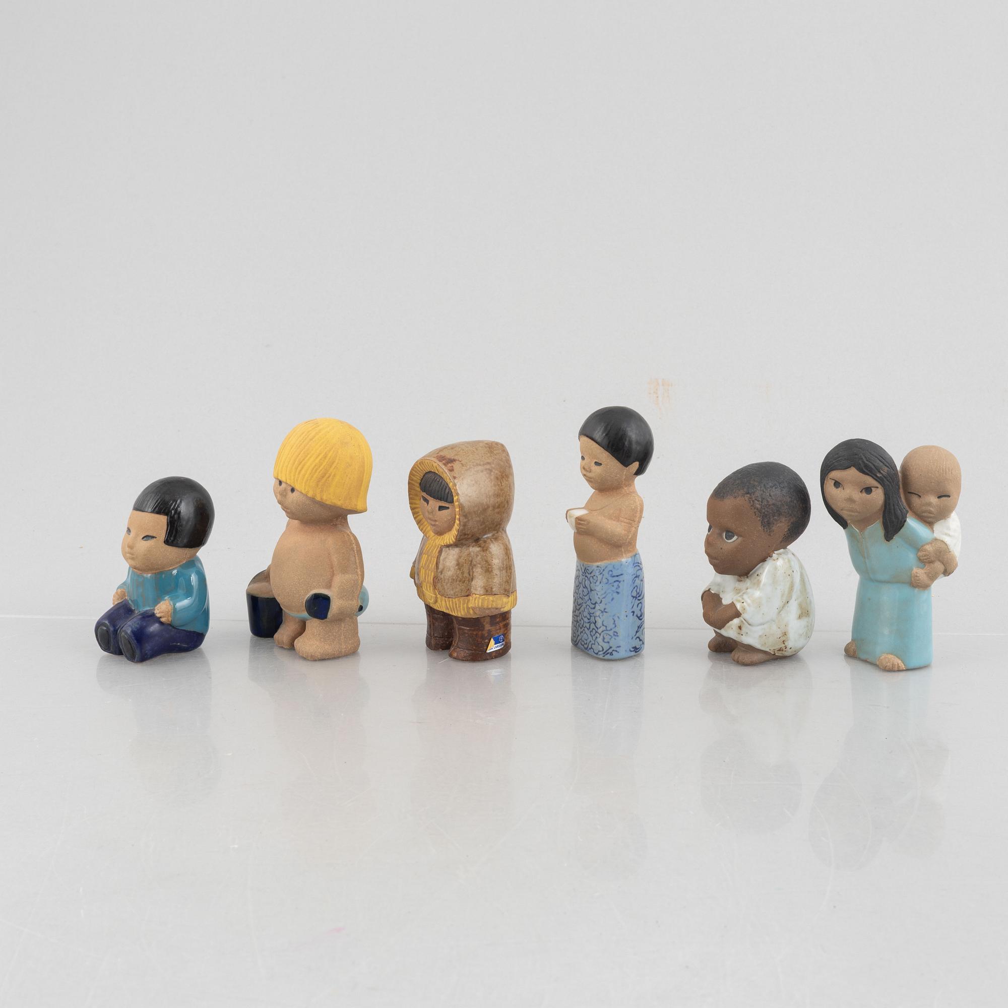 Lisa Larson, a set of six stoneware figurines, Gustavsberg.