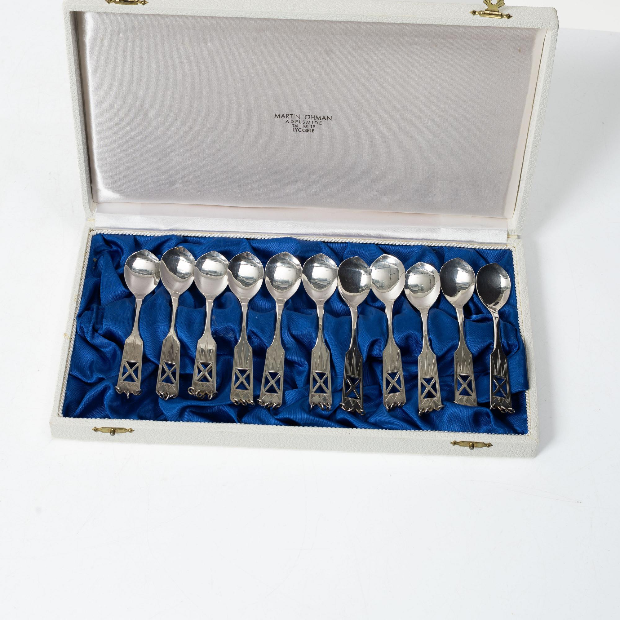 Coffee and mocha spoons, 12+6 pieces, silver, Alton Guldvaru Ab, Falköping, 1959–1967.