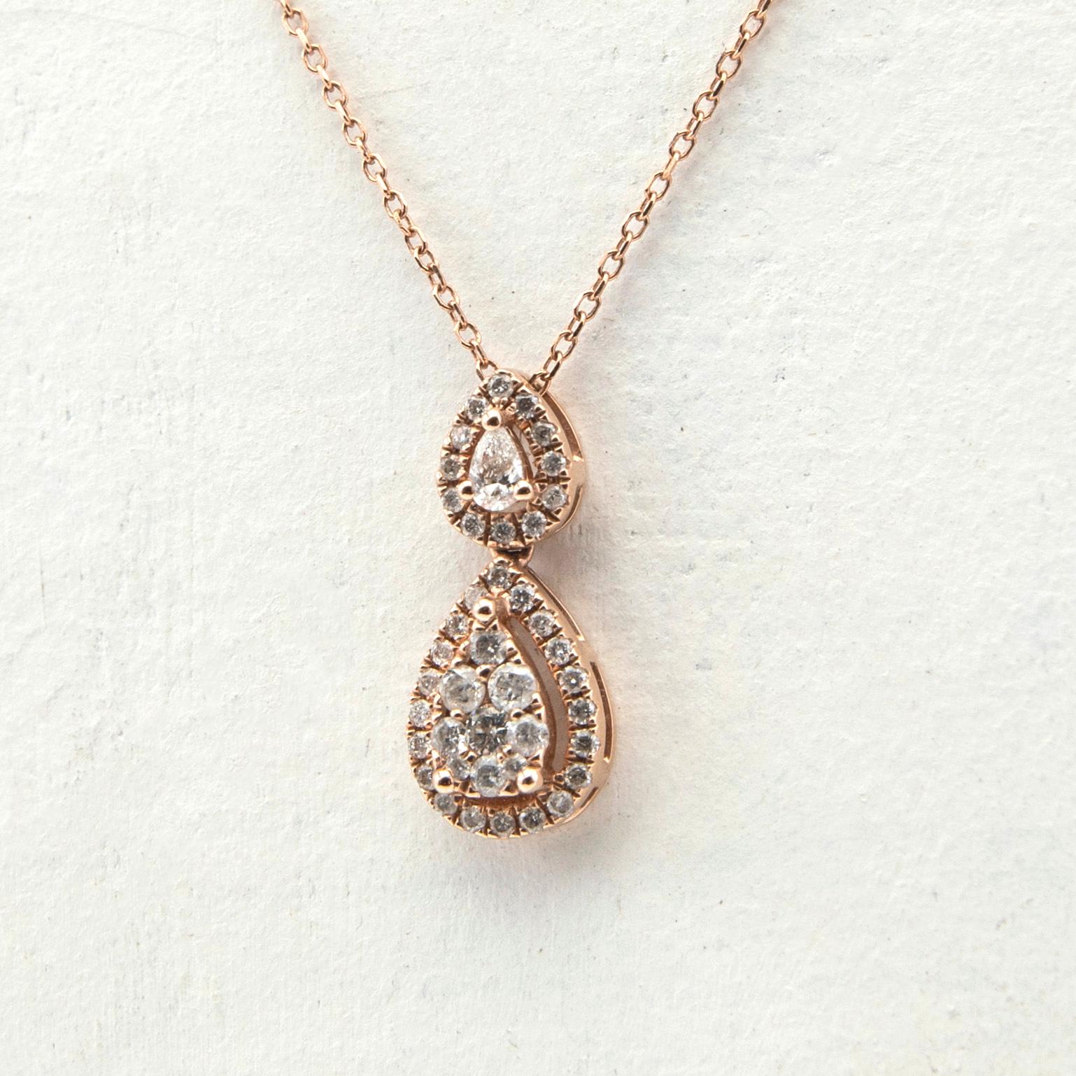 Pendant, 14K rose gold with brilliant-cut diamonds.