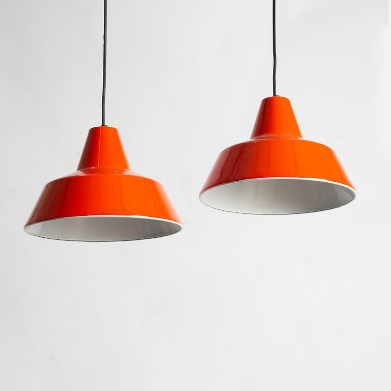Arne Jacobsen, ceiling lamps, a pair, "Workshop lamp" Louis Poulsen, Denmark.