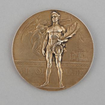 Olympic Winner Medal, Antwerp 1920, gilt silver, Coosemans Bruxelles.
