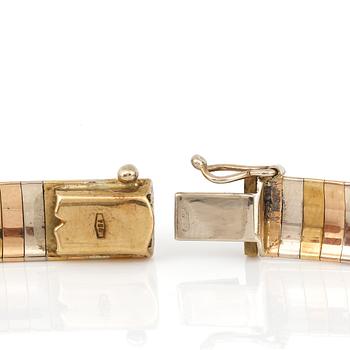 COLLIER, trefärgade 18K guld, Italien. Total vikt ca 56 g.