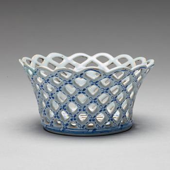 A faience chestnut basket, presumably Marieberg, after 1766.