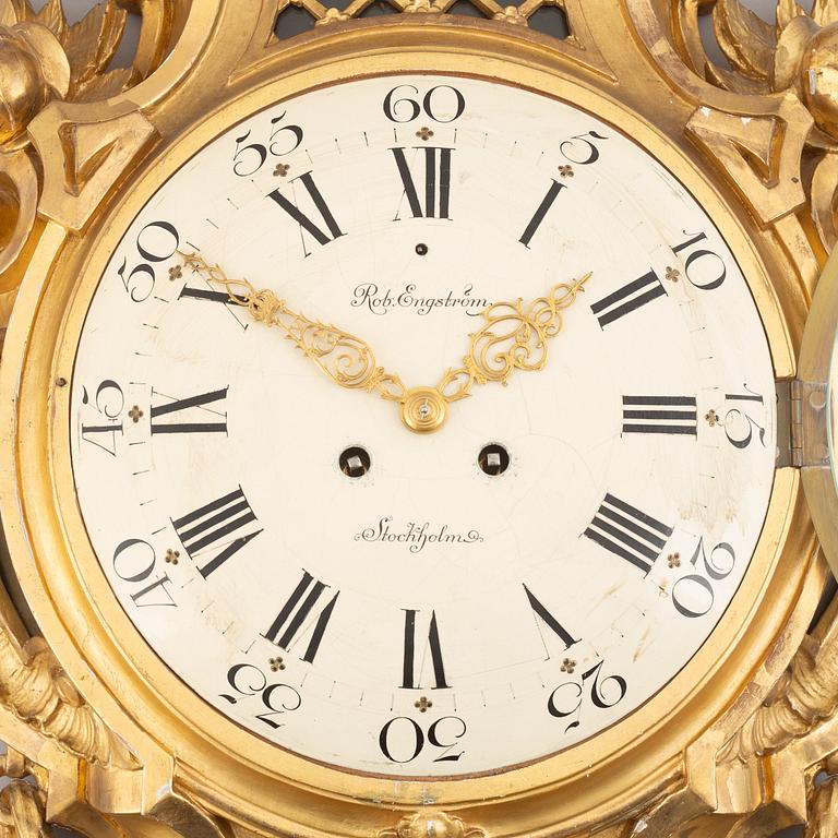 Robert Engström, a Gustavian style wall clock, Stockholm, Sweden, first half of the 20th century.