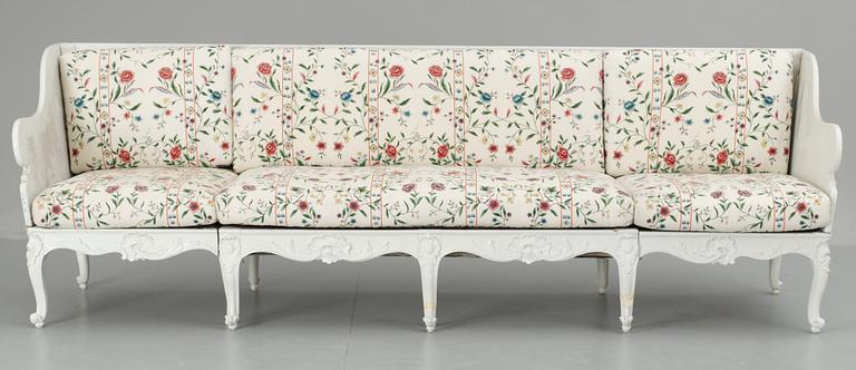 A sofa in the style of rococo, partly 18th cent.