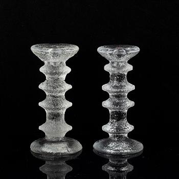 Timo Sarpaneva, a set of five glass candle sticks, 'Festivo', Iittala, Finland. Designed 1966.
