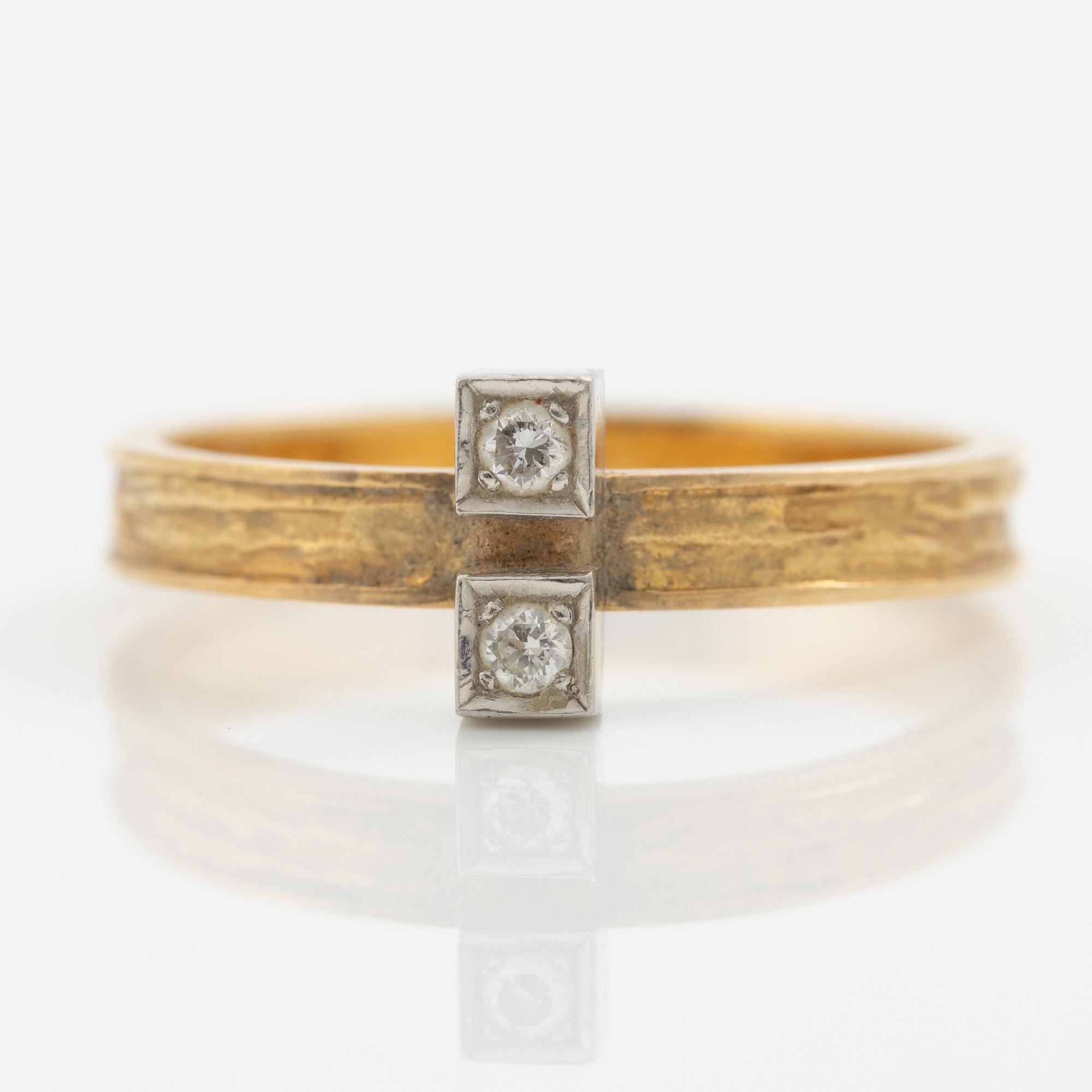 Lapponia, ring 18K gold set with brilliant-cut diamonds, Finland 1979.