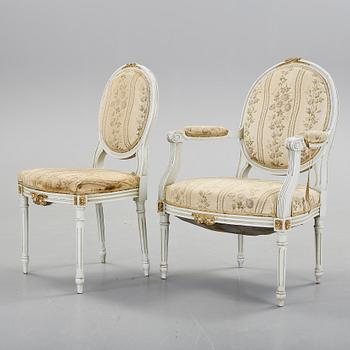 SOFFGRUPP, 5 delar, gustaviansk stil, 1900-tal.