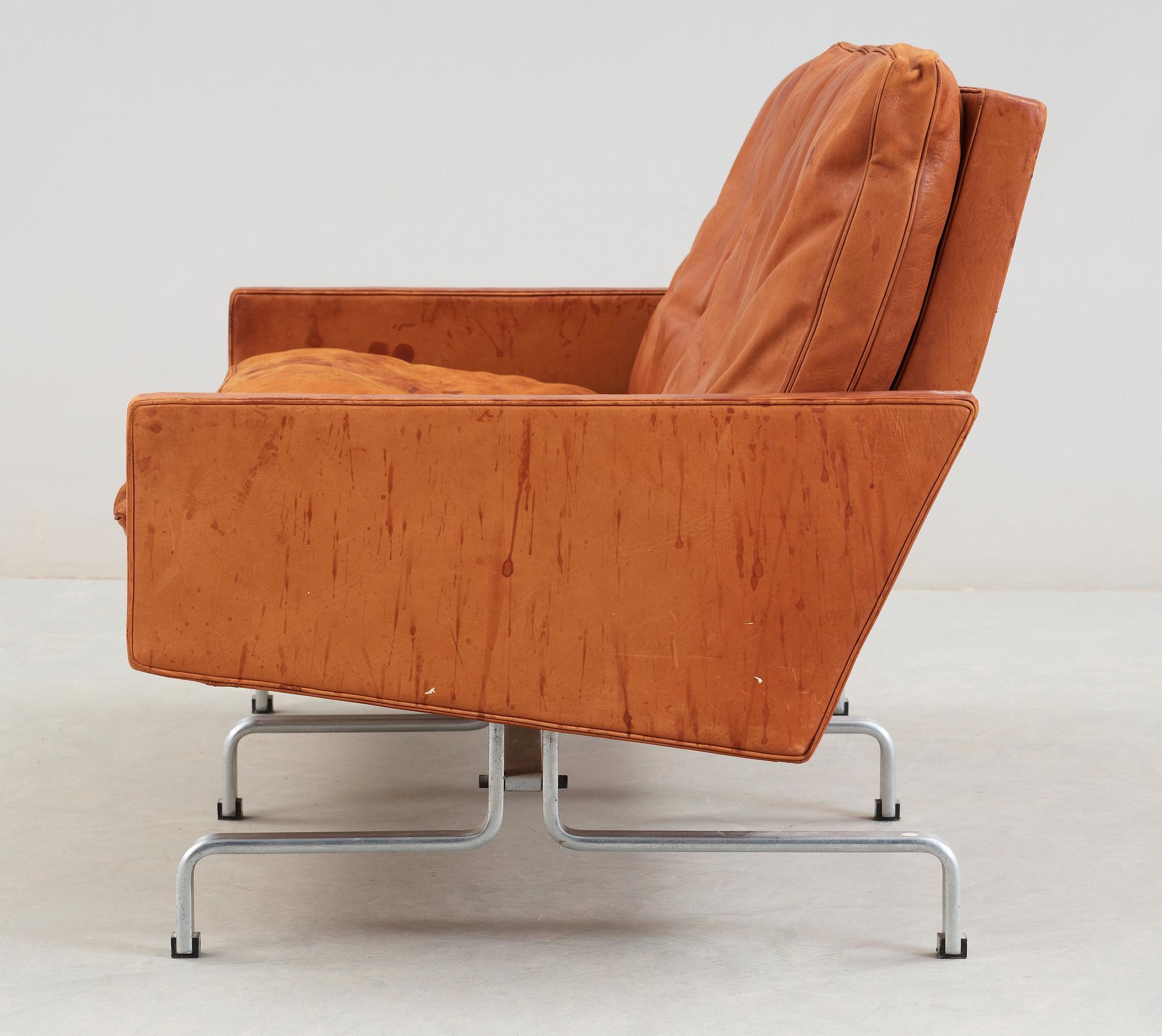 A Poul Kjaerholm brown leather 'PK-31'-2 sofa, by E Kold Christensen, Denmark.