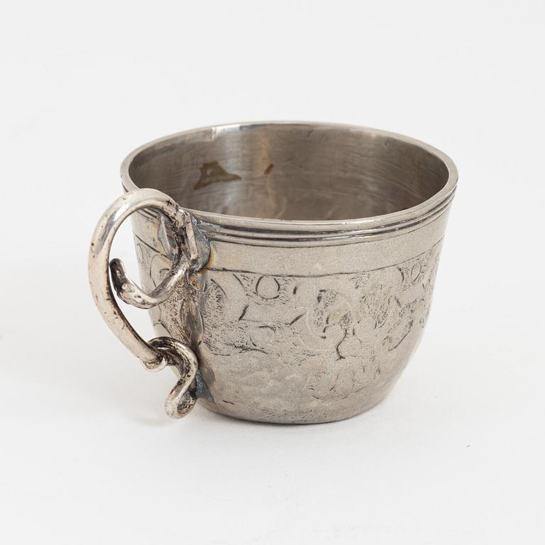 A circa 1750 russian silver cup.