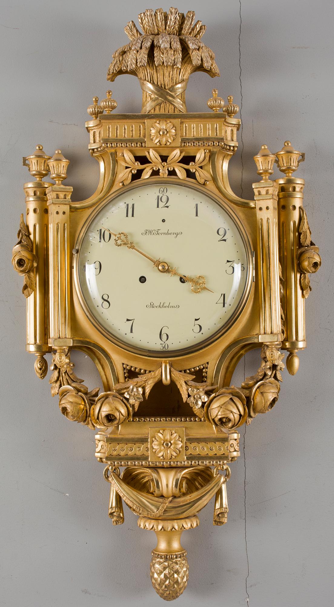 VÄGGPENDYL, gustaviansk stil, FW Tornberg, Stockholm 1900-talets första hälft.