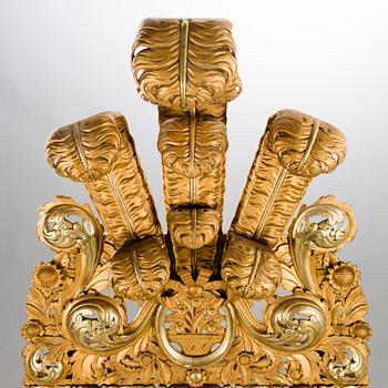 A MIRROR, Baroque style, circa 1900, gilt wood.