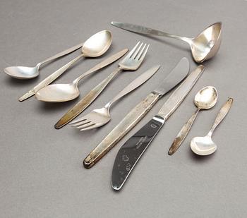 TIAS ECKHOFF, a set of 40 pcs of sterling silver and stainless steel 'Cypress' flatware, Georg Jensen, Copenhagen.