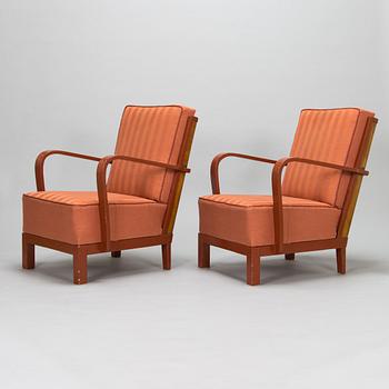 A pair of 1930s 'Panu' armchairs model 234, Asko Finland.
