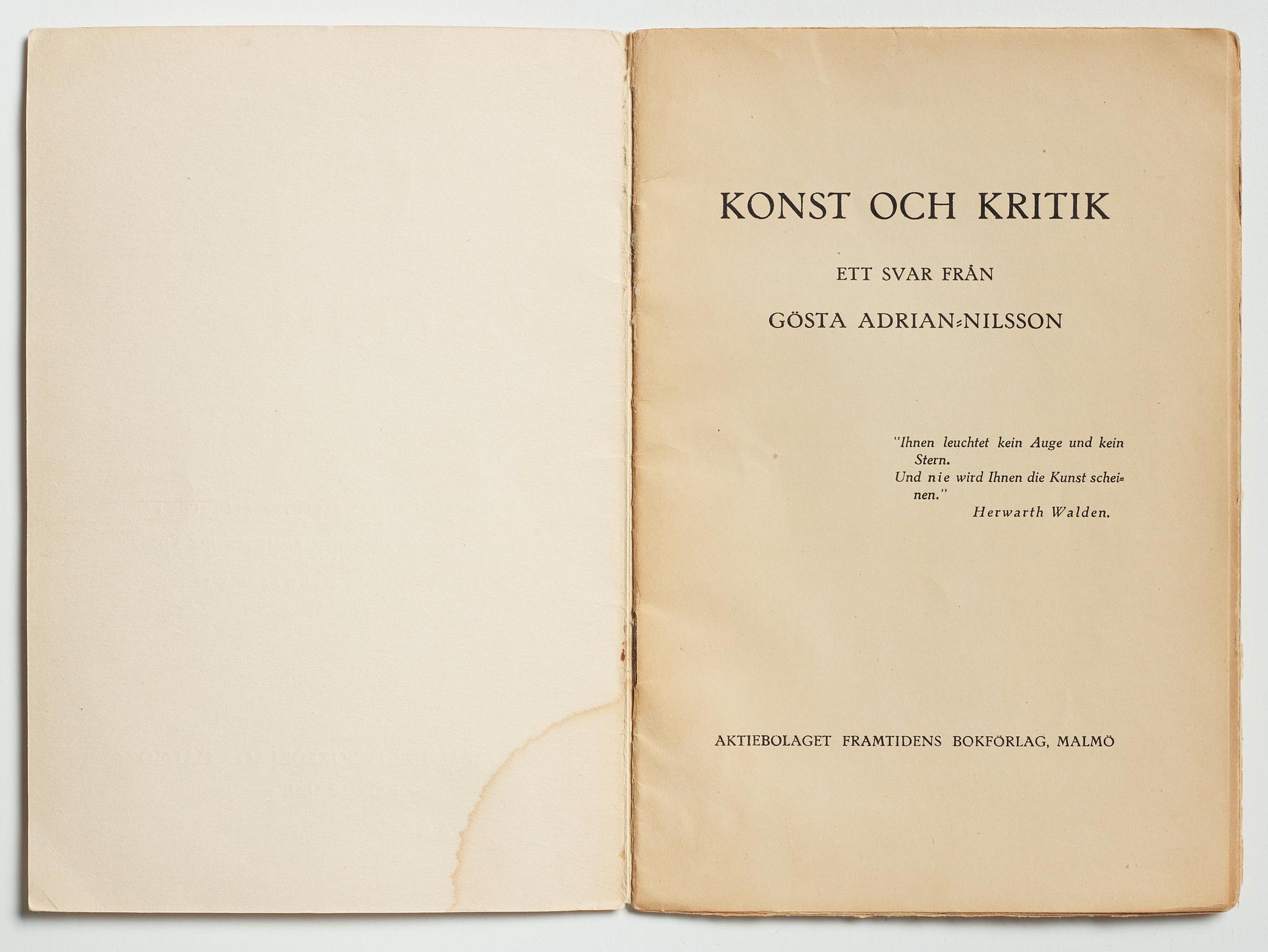 Books/Pamphlets (6) and a photo depicting Gösta Adrian-Nilsson.