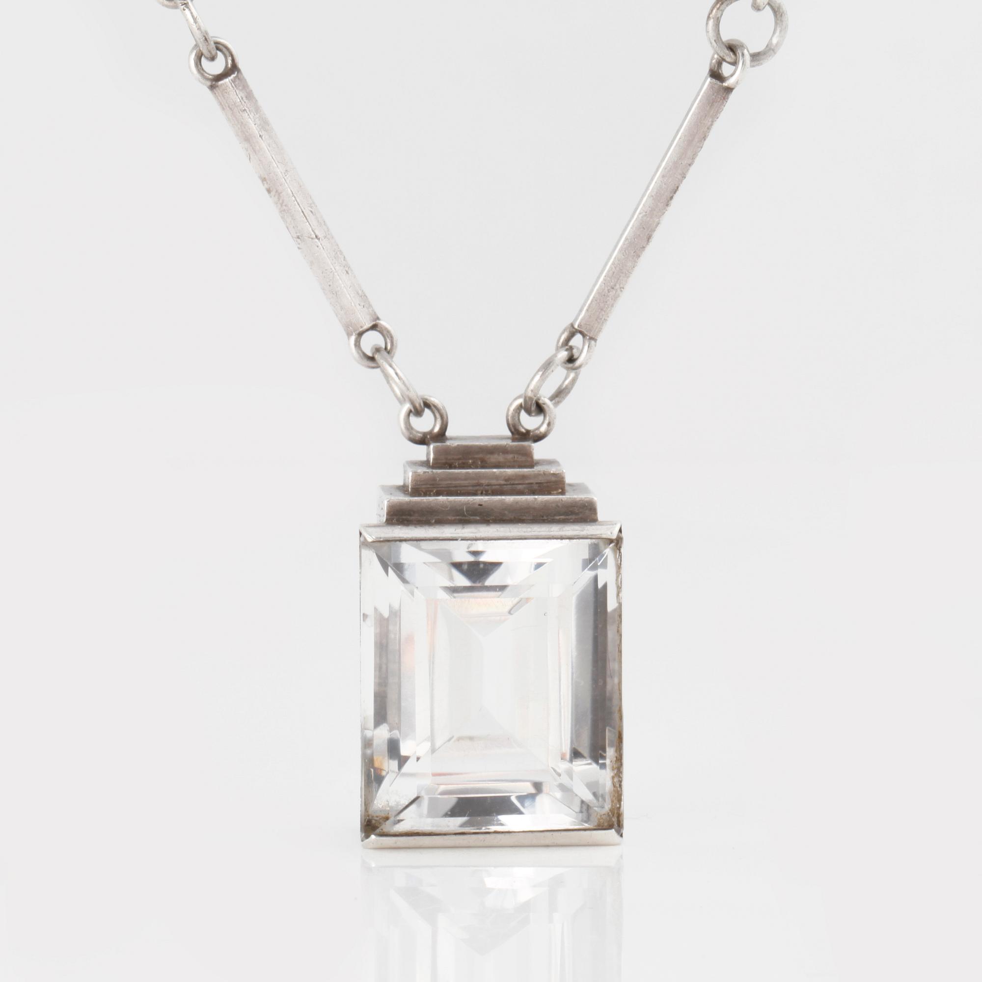 HALSBAND, med fasettslipad bergkristall, Wiwen Nilsson, Lund, 1942.